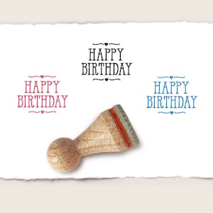 Mini rubber stamp HAPPY BIRTHDAY Ø 15 mm / 0.59 inches