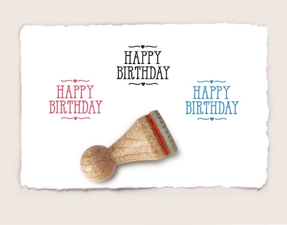Timbro In Legno 'Buon Compleanno' - Graine Creative - Timbro Gomma Su Supporto Legno - Fatto In Francia Per Scrapbooking E Fai Da Te