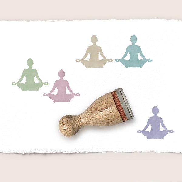 Mini rubber stamp YOGA POSTURE 02 Ø 12 mm / 0.47 inches