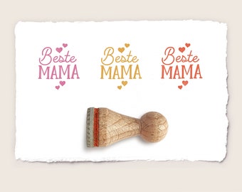 Mini rubber stamp BESTE MAMA Ø 15 mm / 0.59 inch