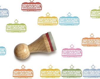 Mini rubber stamp STREETCAR Ø 15 mm / 0.59 inches
