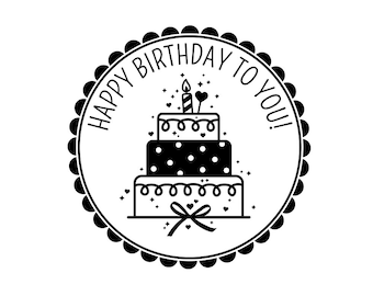 Rubber stamp HAPPY BIRTHDAY ∅ 40 mm / 1.57 inches