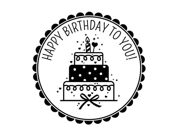 Rubber Stamp Happy Birthday 40 Mm 1 57 Inches Etsy