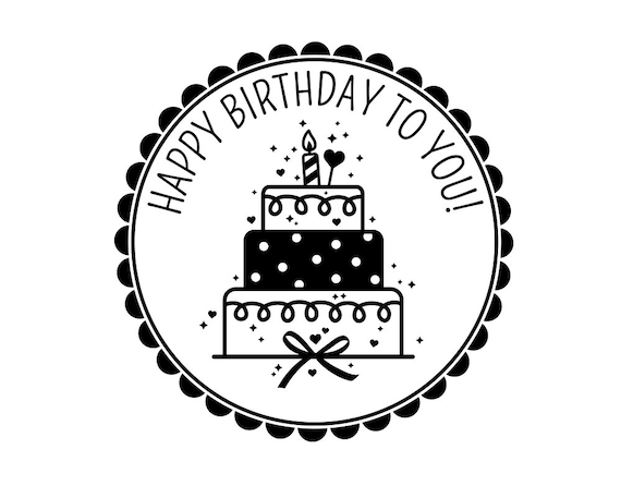 Rubber Stamp Happy Birthday 40 Mm 1 57 Inches Etsy