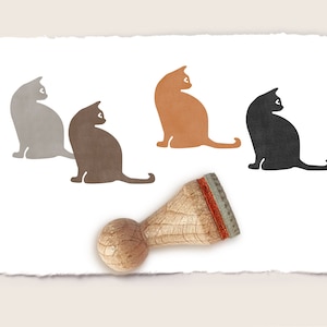 Mini rubber stamp SITTING CAT Ø 15 mm / 0.59 inch