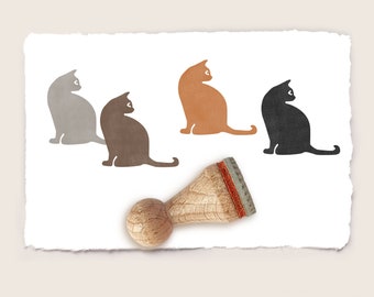 Mini rubber stamp SITTING CAT Ø 15 mm / 0.59 inch