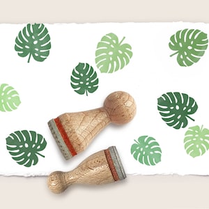 2 mini rubber stamps MONSTERA / set of two / Ø 12 + 15 mm / 0.47 + 0.59 inches