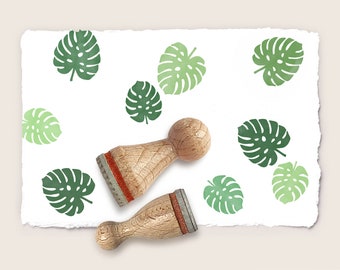 2 mini rubber stamps MONSTERA / set of two / Ø 12 + 15 mm / 0.47 + 0.59 inches