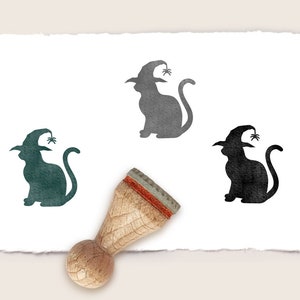 Mini rubber stamp HALLOWEEN CAT Ø 15 mm / 0.59 inches