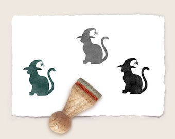 Ministempel Mini Stempel HALLOWEEN-KATZE Ø 15 mm