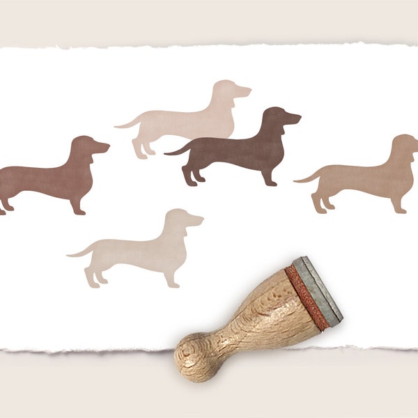 Mini rubber stamp DACHSHUND Ø 12 mm / 0.47 inch