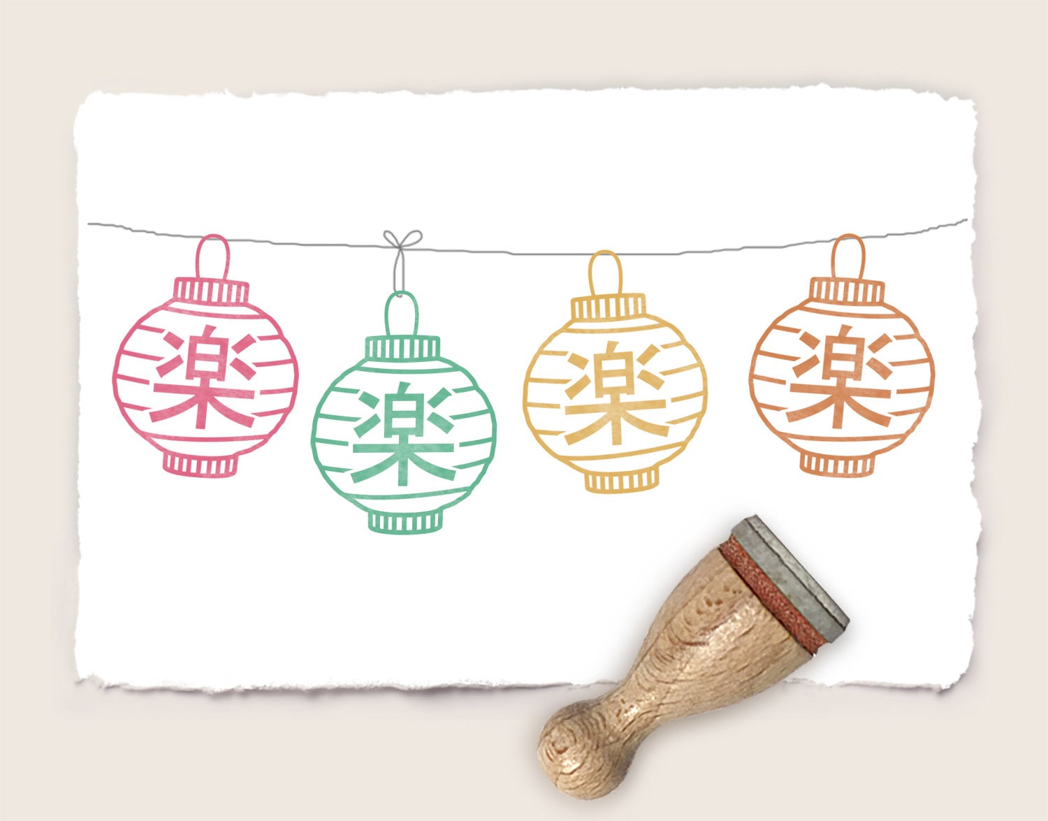 Mini rubber stamp JAPANESE LANTERN Ø 12 mm