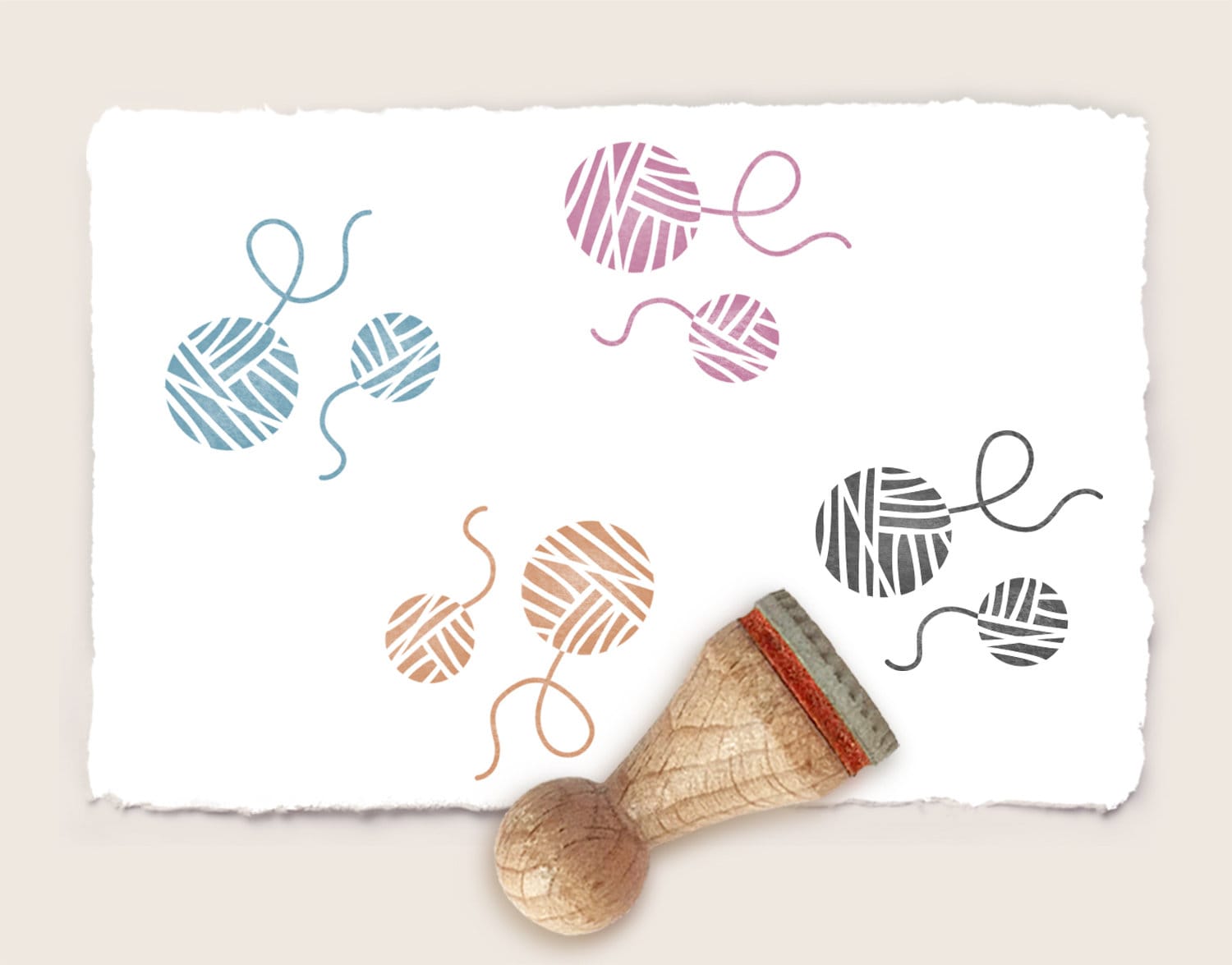 Balls Of Wool Knitting Rubber Stamp - 3/5 Inch Mini Craft Stamp For Scrapbooking, Card Making & Planners
