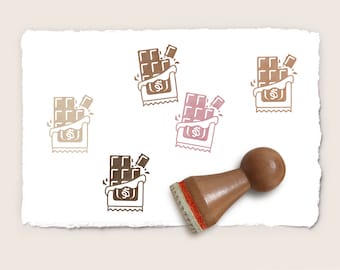 Mini rubber stamp CHOCOLATE BAR Ø 15 mm / 0.59 inches