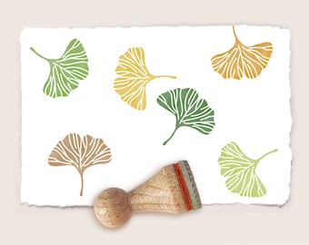 Mini rubber stamp GINKGO LEAF Ø 15 mm / 0.59 inch