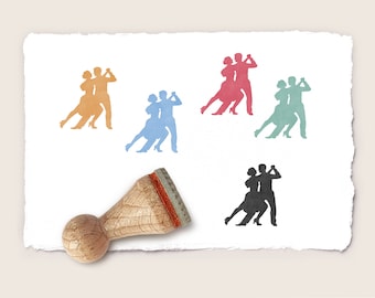 Mini rubber stamp DANCING COUPLE Ø 15 mm / 0.59 inch
