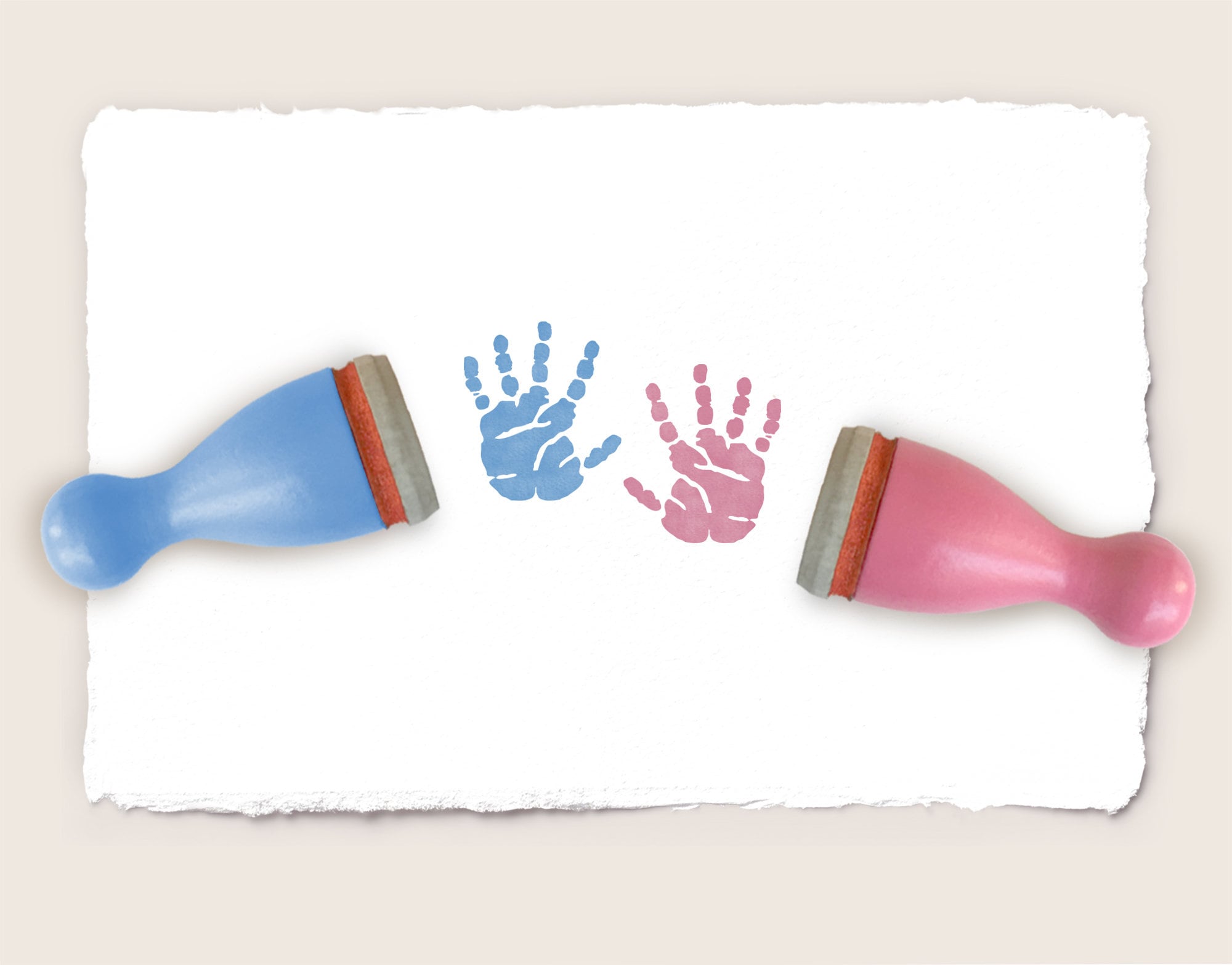 2 mini rubber stamps HAND PRINTS Ø 12 mm / 0.47 inches / set of two