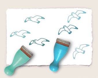 2 mini rubber stamps SEAGULLS Ø 12 mm / 0.47 inch