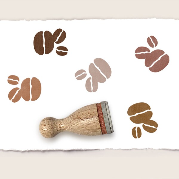 Mini rubber stamp COFFEE BEANS Ø 12 mm / 0.47 inch