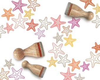 Mini rubber stamp set STARFISH / Ø 10-15 mm/ 6 stamps