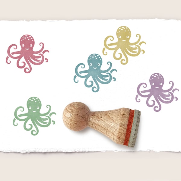 Mini rubber stamp OCTOPUS Ø 15 mm / 0.59 inch