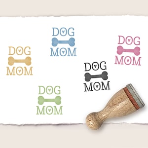 Mini rubber stamp DOG MOM Ø 12 mm / 0.47 inch
