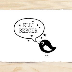 Stempel PIEPMATZ mit Name des Kindes