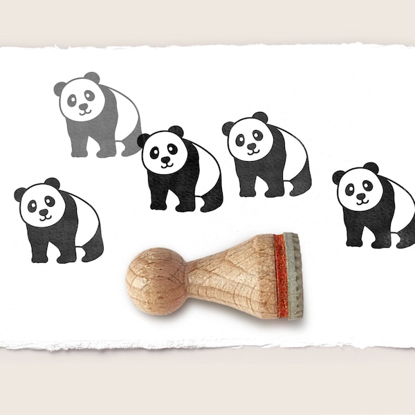 Mini rubber stamp PANDA Ø 15 mm / 0.59 inch