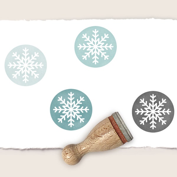 Mini rubber stamp SNOWFLAKE 09 Ø 12 mm / 0.47 inch