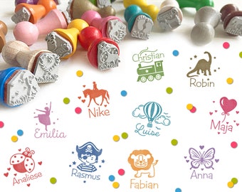 MINI rubberen stempel met NAAM + AFBEELDING Ø 15 mm / 0,59 inch / maximaal 7 letters