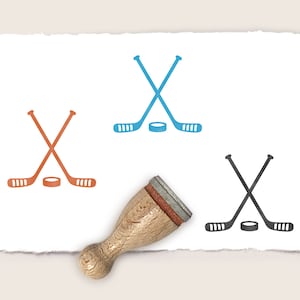 Mini rubber stamp ICE HOCKEY STICKS Ø 12 mm / 0.47 inches