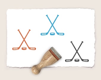Mini rubber stamp ICE HOCKEY STICKS Ø 12 mm / 0.47 inches