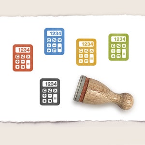 Mini rubber stamp CALCULATOR Ø 12 mm / 0.47 inch