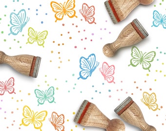 Mini rubber stamp set BUTTERFLIES Ø 12 + 15 mm / set of 5 stamps
