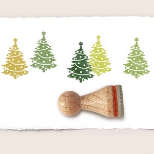 Mini rubber stamp DECORATED CHRISTMAS TREE Ø 15 mm / 0.59 inch