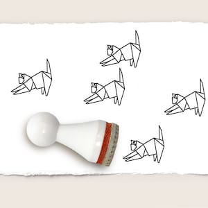Mini rubberen stempel ORIGAMI CAT Ø 15 mm