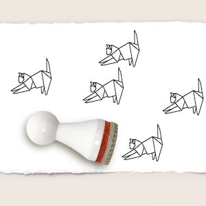 Mini rubber stamp ORIGAMI CAT Ø 15 mm / 0.59 inches