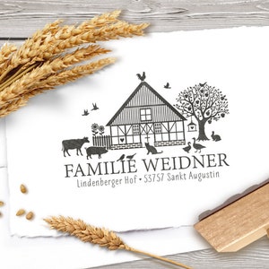 Timbro indirizzo mittente FARMHOUSE 60 x 40 mm / selezionare l'opzione con 2 o 3 righe di testo