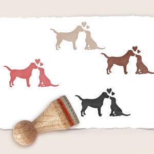 Mini rubber stamp DOG COUPLE Ø 15 mm / 0.59 inch