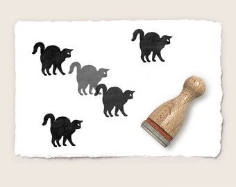 Mini rubber stamp CAT WITH HUMP Ø 12 mm / 0.47 inches