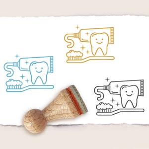 Mini carimbo de borracha CUIDADOS DENTÁRIOS Ø 15 mm / 0,59 pol.