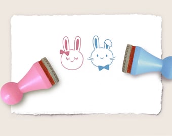 2 Stempel HERR & FRAU HASE / Ministempel-Set 2-teilig / ∅ 15 mm