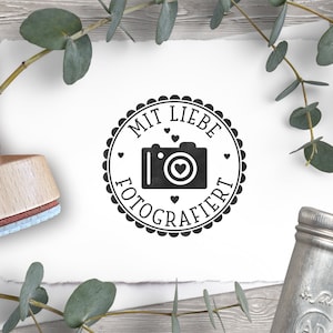 Sello de goma MIT LIEBE FOTOGRAFIERT ∅ 25 mm / 0,98 pulgadas