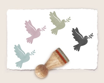 Mini rubber stamp PEACE DOVE Ø 15 mm / 0.59 inch