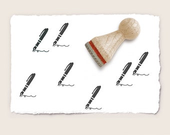 Mini rubber stamp FOUNTAIN PEN Ø 15 mm / 0.59 inches