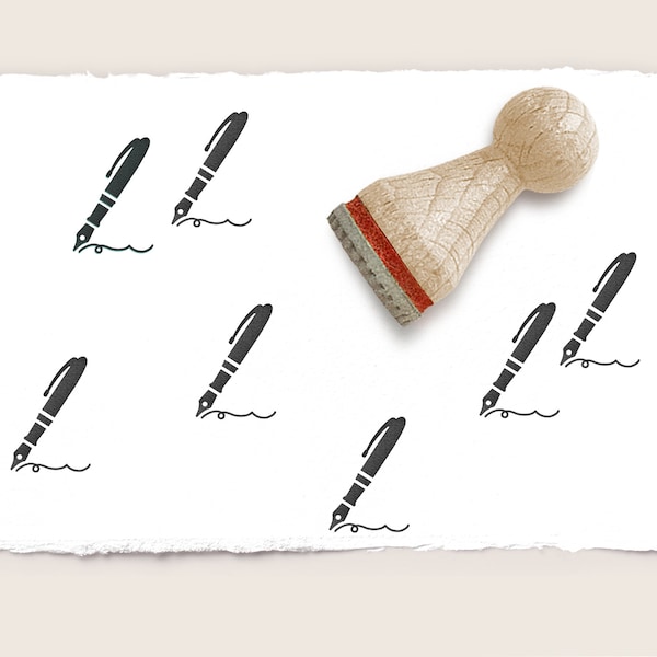 Mini rubber stamp FOUNTAIN PEN Ø 15 mm / 0.59 inches