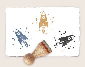 Mini rubber stamp ROCKET Ø 15 mm / 0.59 inches