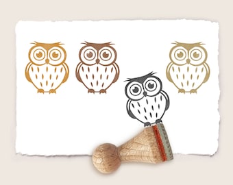 Mini rubber stamp OWL Ø 15 mm / 0.59 inch