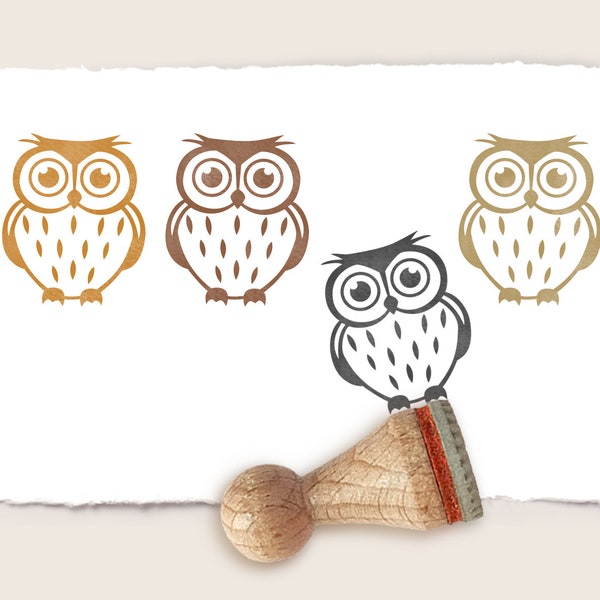 Mini rubber stamp OWL Ø 15 mm / 0.59 inch