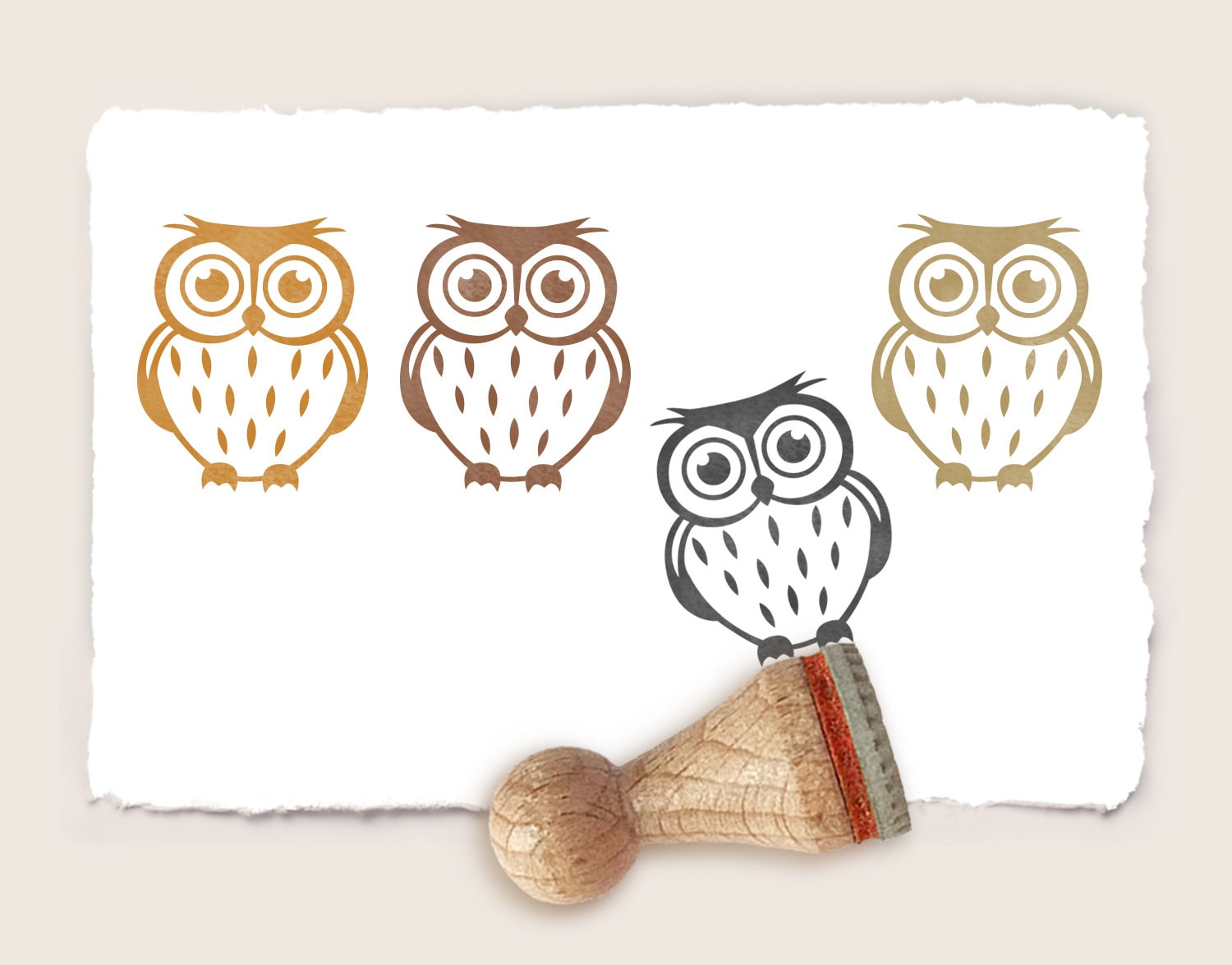 Mini rubber stamp OWL Ø 15 mm / 0.59 inch